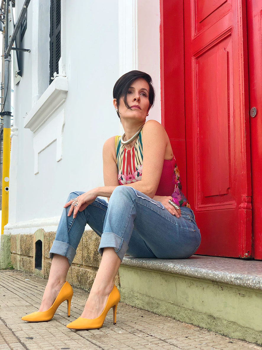 Body estampado com calça sales jeans