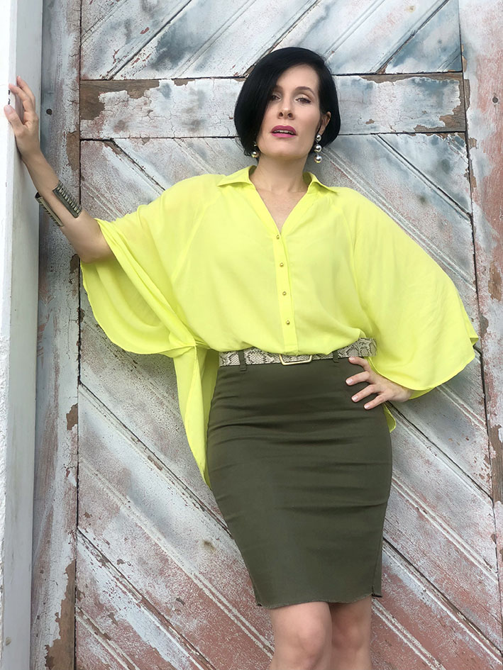 LOOK VERDE, AMARELO E PINK